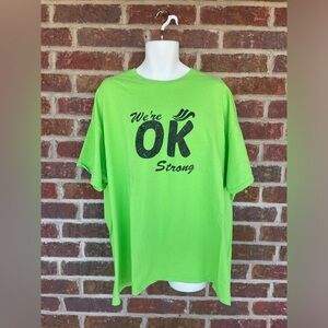 Men’s Gildan Ultra Cotton Lime Green We’re OK Strong T-Shirt Size 3XL